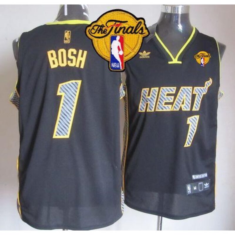 68646d5971caf_1 Heat #1 Chris Bosh Black Electricity Fashion Finals Patch Stitched NBA Jersey