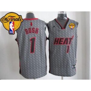 68646d64e4edc_1 Heat #1 Chris Bosh Grey Static Fashion Finals Patch Stitched NBA Jersey
