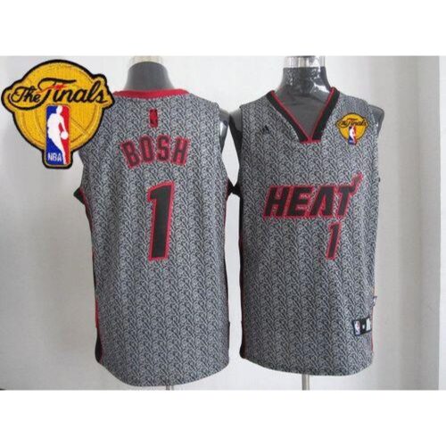 68646d64e4edc_1 Heat #1 Chris Bosh Grey Static Fashion Finals Patch Stitched NBA Jersey