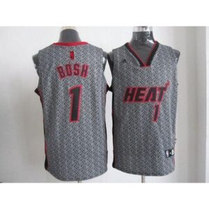 68646d68a8c87_1 Heat #1 Chris Bosh Grey Static Fashion Stitched NBA Jersey