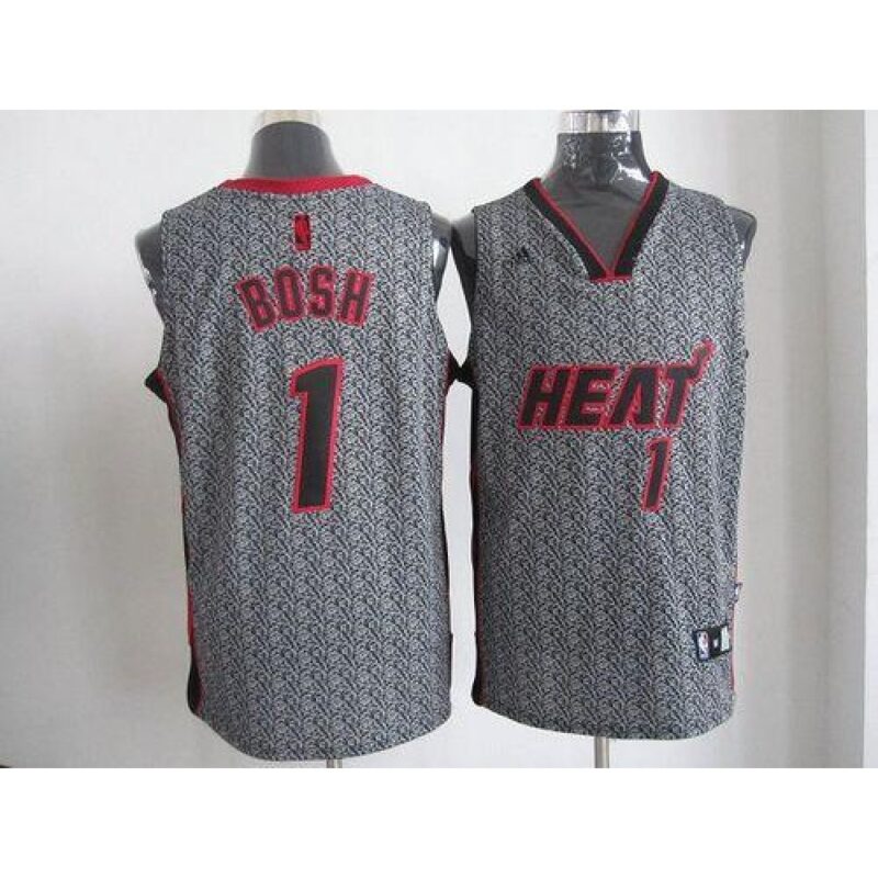 68646d68a8c87_1 Heat #1 Chris Bosh Grey Static Fashion Stitched NBA Jersey