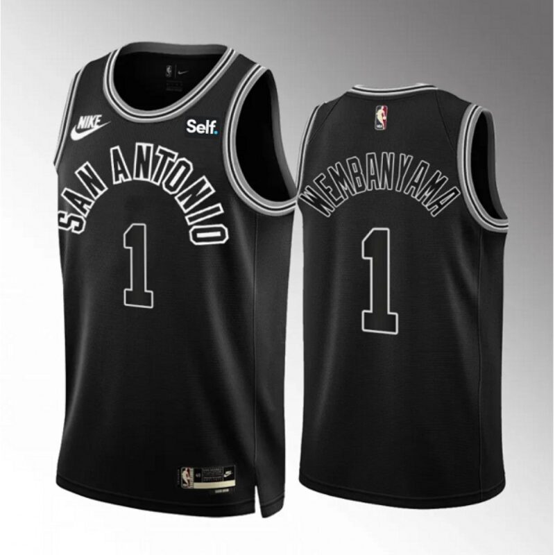 68646d95cc15e_1 Men's San Antonio Spurs #1 Victor Wembanyama Black 2022/23 Classic Edition Stitched Basketball Jersey