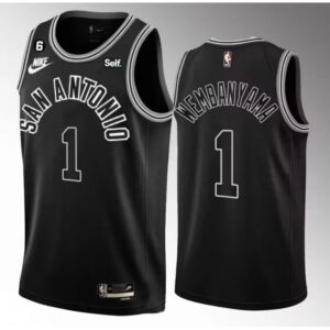 68646d999aa69_1 Men's San Antonio Spurs #1 Victor Wembanyama Black 2022/23 Classic Edition With NO.6 Patch Stitched Basketball Jersey