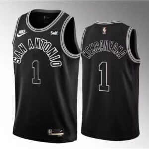 68646d9d92a72_1 Men's San Antonio Spurs #1 Victor Wembanyama Black 2022/23 Classic Edition Stitched Basketball Jersey