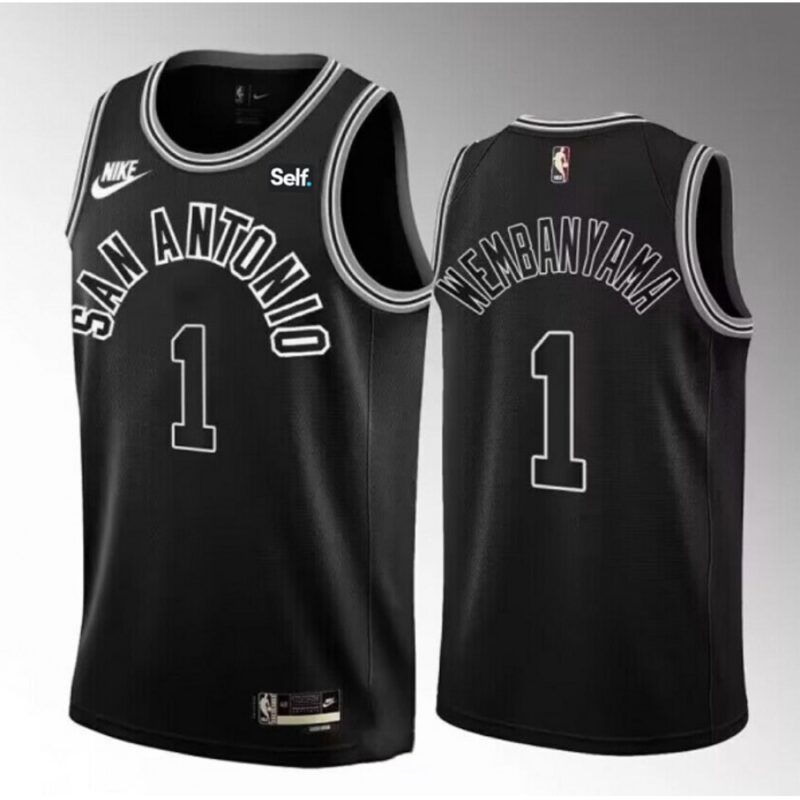68646d9d92a72_1 Men's San Antonio Spurs #1 Victor Wembanyama Black 2022/23 Classic Edition Stitched Basketball Jersey