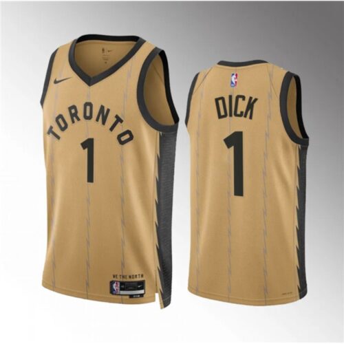 68646dae02103_1 Men's Toronto Raptors #1 Gradey Dick Gold 2023/24 City Edition Stitched Basketball Jersey