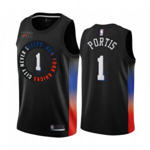 68646db9084a0_1 New Yok Knicks #1 Bobby Portis 2020 Black City Edition Stitched Swingman Jersey