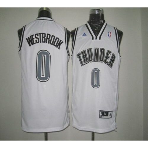 68646e1c86503_1 Thunder #0 Russell Westbrook White on White Stitched NBA Jersey