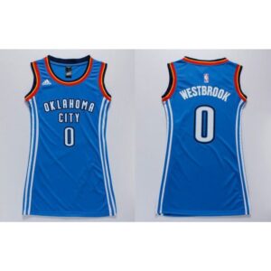 68646e2b3f01f_1 Thunder #0 Russell Westbrook Blue Women's Dress Stitched NBA Jersey