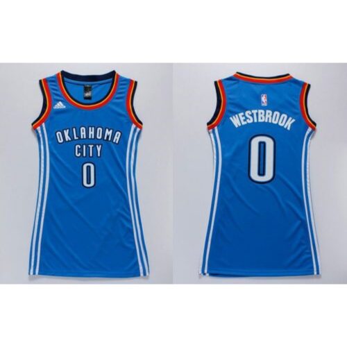68646e2b3f01f_1 Thunder #0 Russell Westbrook Blue Women's Dress Stitched NBA Jersey