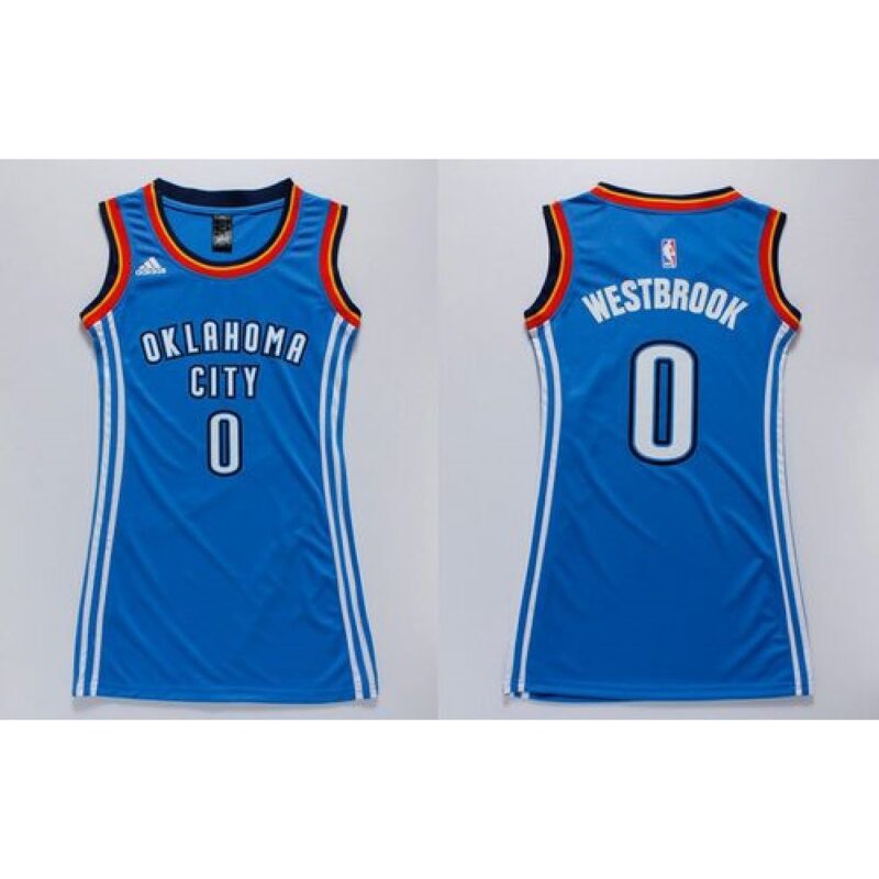 68646e2b3f01f_1 Thunder #0 Russell Westbrook Blue Women's Dress Stitched NBA Jersey