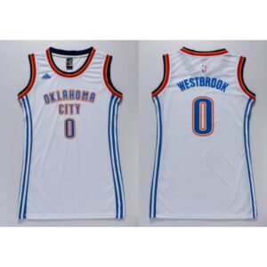 68646e2df33d8_1 Thunder #0 Russell Westbrook White Women's Dress Stitched NBA Jersey