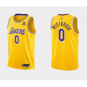 68646e4e6ac46_1 Men's Los Angeles Lakers #0 Russell Westbrook 75th Anniversary Yellow Stitched Basketball Jersey