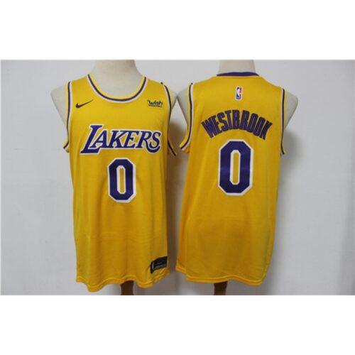 68646e52d69a7_1 Men's Los Angeles Lakers #0 Russell Westbrook Yellow Stitched Basketball Jersey