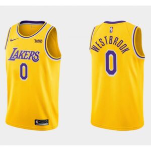 68646e5707cdc_1 Men's Los Angeles Lakers #0 Russell Westbrook Yellow Stitched Basketball Jersey