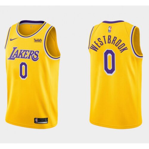 68646e5707cdc_1 Men's Los Angeles Lakers #0 Russell Westbrook Yellow Stitched Basketball Jersey