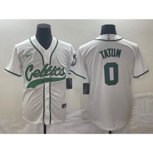 68646e6a0f3ce_1 Men's Boston Celtics #0 Jayson Tatum White Stitched Baseball Jersey
