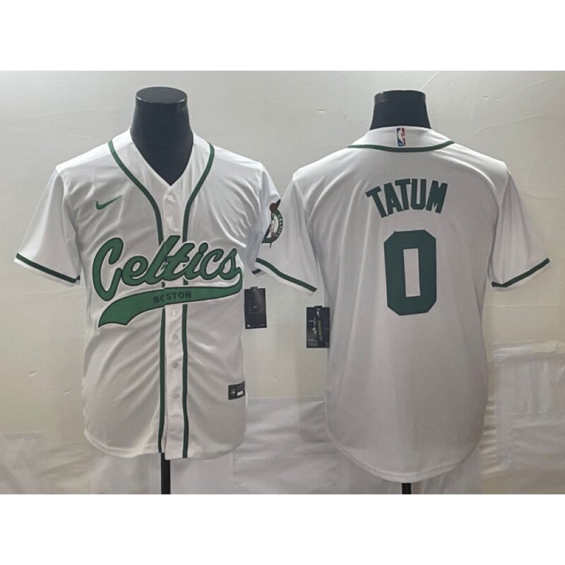 68646e6a0f3ce_1 Men's Boston Celtics #0 Jayson Tatum White Stitched Baseball Jersey