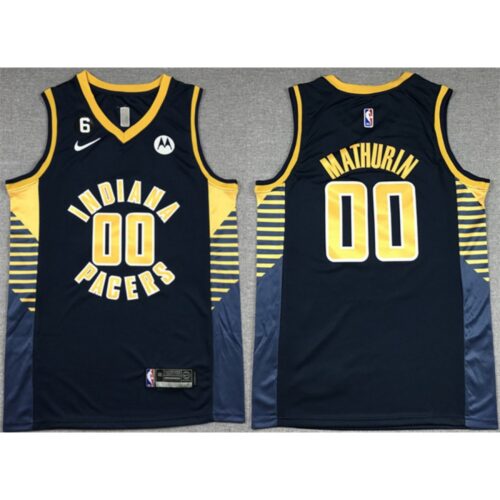 68646ed640419_1 Men's Indiana Pacers #00 Bennedict Mathurin Black With NO.6 Patch Stitched Basketball Jersey