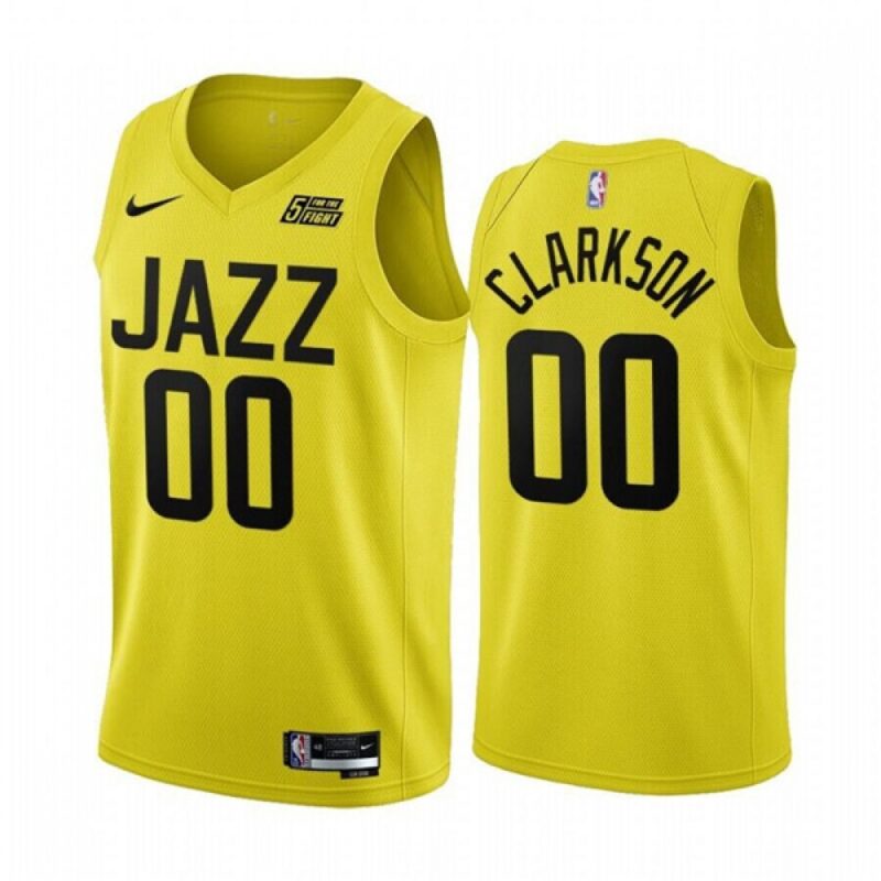 68646ef98ff19_1 Men's Utah Jazz #00 Jordan Clarkson 2022/23 Yellow Icon Edition Stitched Basketball Jersey