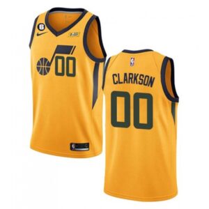 68646f016ef84_1 Men's Utah Jazz #00 Jordan Clarkson Gold Statement Edition With No.6 Patch Swingman Stitched Jersey