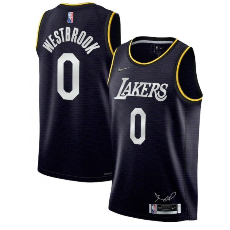 68646fd7e620a_1 Men's Los Angeles Lakers #0 Russell Westbrook 2022 Black 75th Anniversary Select Series MVP Swingman Jersey