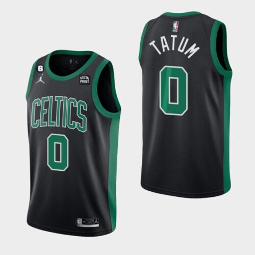 686470133401d_1 Men's Boston Celtics #0 Jayson Tatum Black No.6 Patch Stitched Basketball Jersey