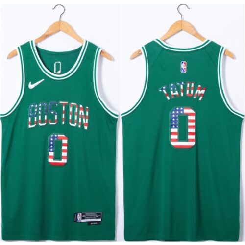 6864703c0d079_1 Men's Boston Celtics #0 Jayson Tatum USA Flag Green Stitched Jersey