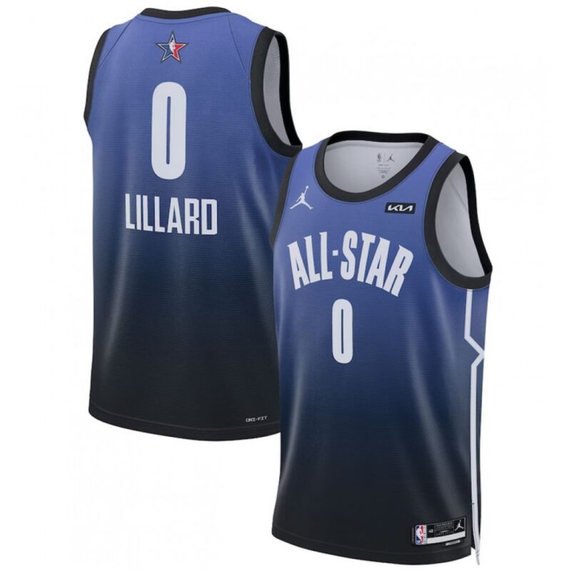 6864706930c42_1 Men's 2023 All-Star #0 Damian Lillard Blue Game Swingman Stitched Basketball Jersey