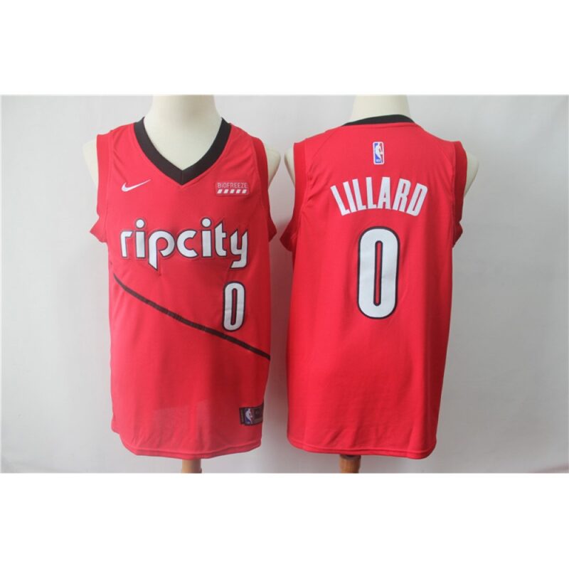 6864706cdcef0_1 Men's Portland Trail Blazers #0 Damian Lillard Red 2018/19 Earned Edition Swingman Stitched NBA Jersey