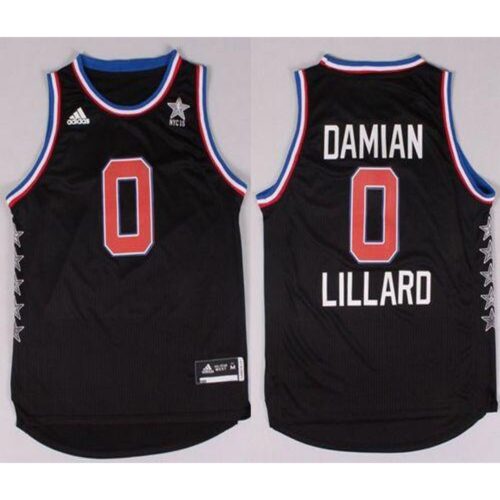 686470796fbea_1 Blazers #0 Damian Lillard Black 2015 All Star Stitched NBA Jersey