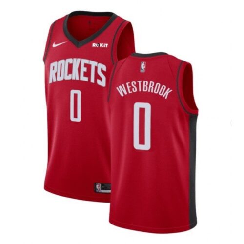 686470b57ca74_1 Men's Houston Rockets #0 Russell Westbrook Red Stitched NBA Jersey