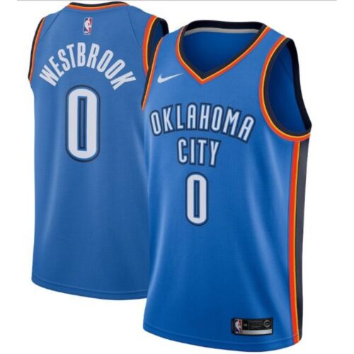 6864715e10317_1 Men's Oklahoma City Thunder #0 Russell Westbrook Blue Icon Edition Stitched NBA Jersey