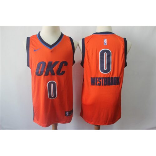 6864716243f7d_1 Men's Oklahoma City Thunder #0 Russell Westbrook Orange 2018/19 Earned Edition Swingman Stitched NBA Jersey