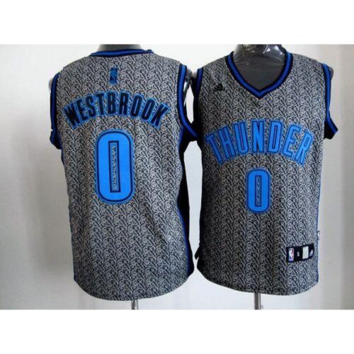 6864717fbdfb2_1 Thunder #0 Russell Westbrook Grey Static Fashion Stitched NBA Jersey