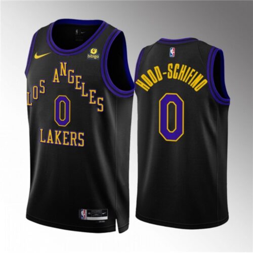 6864718b8e62e_1 Men's Los Angeles Lakers #0 Jalen Hood-Schifino Black 2023/24 City Edition Stitched Basketball Jersey