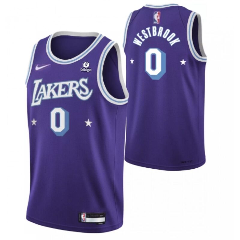 68647196ebdb1_1 Men's Los Angeles Lakers #0 Russell Westbrook "bibigo" Purple City Edition Stitched Jersey