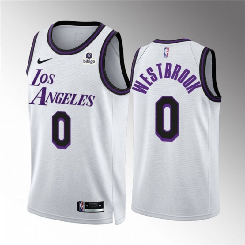 6864719acf360_1 Men's Los Angeles Lakers #0 Russell Westbrook White City Edition Stitched Basketball Jersey