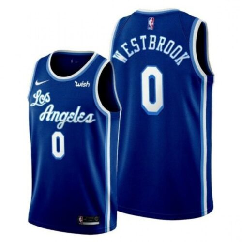 686471a2a02e9_1 Men's Los Angeles Lakers #0 Russell Westbrook Blue Classic Edition Stitched Basketball Jersey