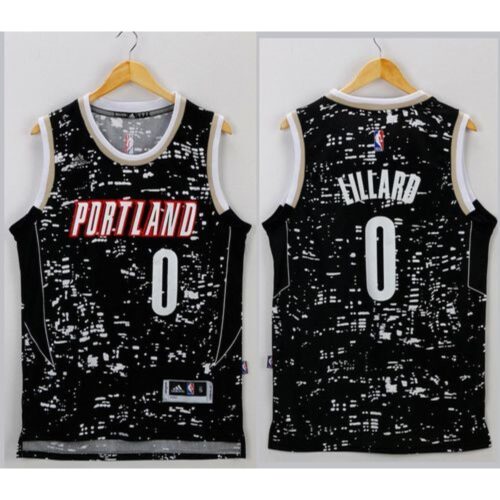 686471f7a392d_1 Blazers #0 Damian Lillard Black City Light Stitched NBA Jersey
