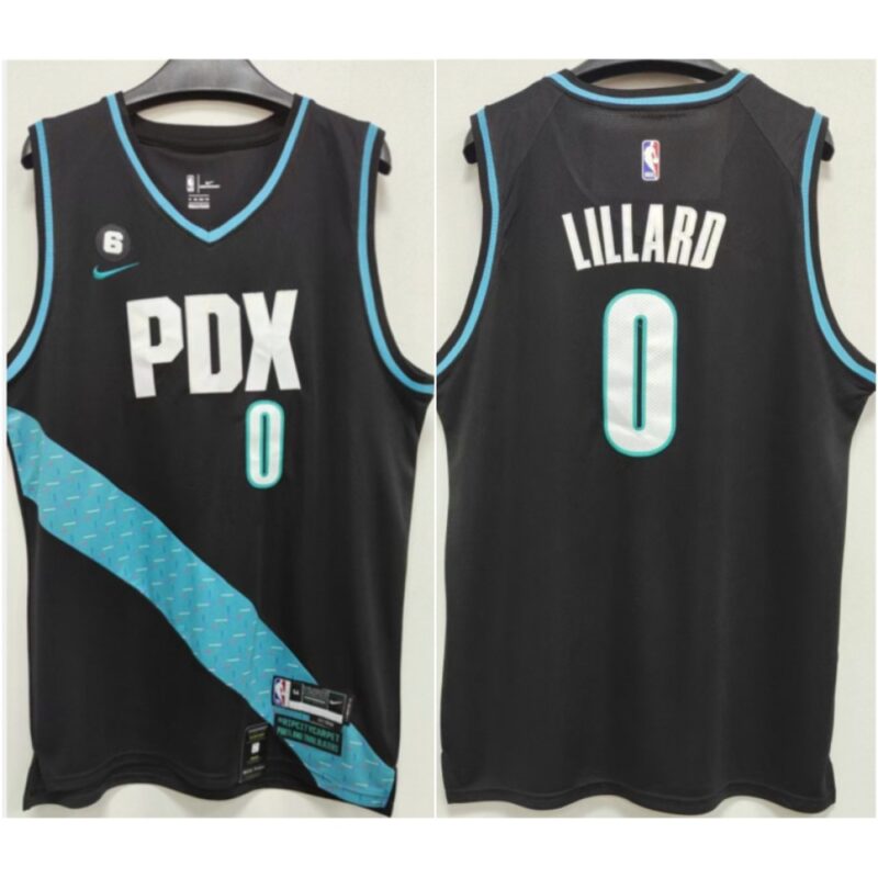 686471fb6dccf_1 Men's Portland Trail Blazers #0 Damian Lillard 2022-23 Black With No.6 Patch City Edition Stitched Basketball Jersey