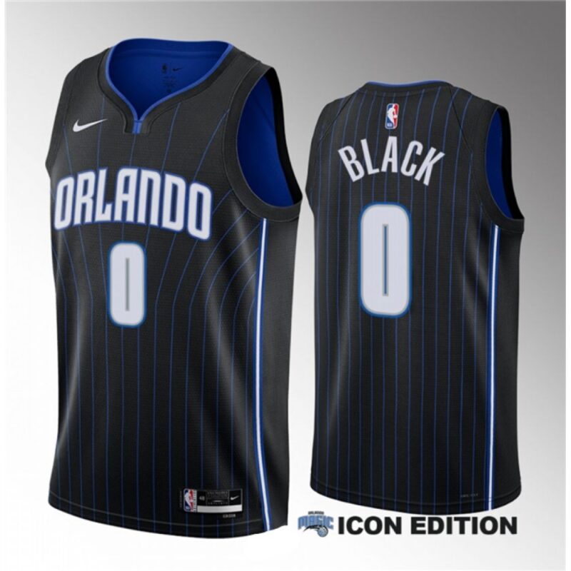 6864721fa44f2_1 Men's Orlando Magic #0 Anthony Black Black 2023 Draft Icon Edition Stitched Basketball Jersey