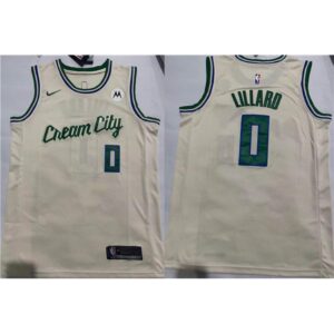 6864722abee37_1 Men's Milwaukee Bucks #0 Damian Lillard Cream City Edition Swingman Stitched Basketball Jersey