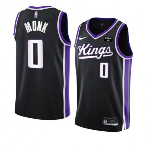 68647257b05c0_1 Men's Sacramento Kings #0 Malik Monk Black 2023/24 Icon Edition Swingman Stitched Basketball Jersey