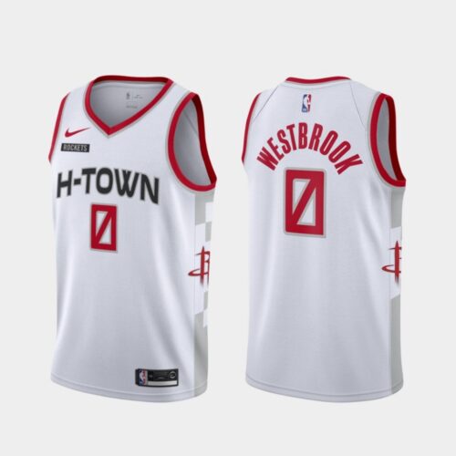 68647293e70d8_1 Men's Houston Rockets #0 Russell Westbrook White City Edition Stitched NBA Jersey