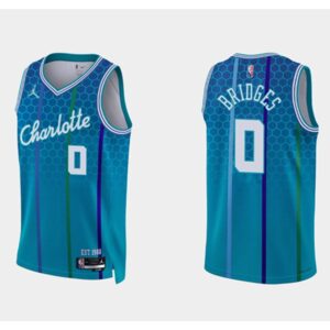 Men's Charlotte Hornets #0 Miles Bridges 2021/22 Blue 75th Anniversary City Edition Stitched Basketball Jersey
