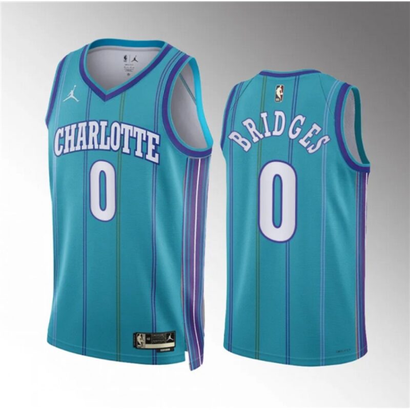 686472bb0bd86_1 Men's Charlotte Hornets #0 Miles Bridges Teal 2023/24 Classic Edition Stitched Basketball Jersey