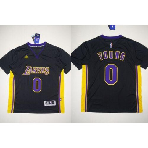686472e0e5ef7_1 Revolution 30 Lakers #0 Nick Young Black(Purple NO.) Stitched NBA Jersey