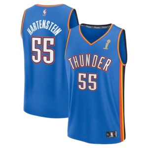 686472f9ec7da_1 Youth Oklahoma City Thunder #55 Isaiah Hartenstein Fanatics Blue 2025 NBA Finals Champions Fast Break Replica Player Icon Edition Jersey