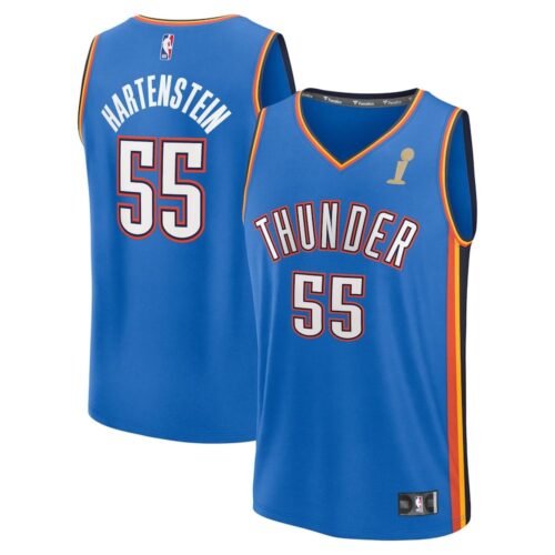 686472f9ec7da_1 Youth Oklahoma City Thunder #55 Isaiah Hartenstein Fanatics Blue 2025 NBA Finals Champions Fast Break Replica Player Icon Edition Jersey